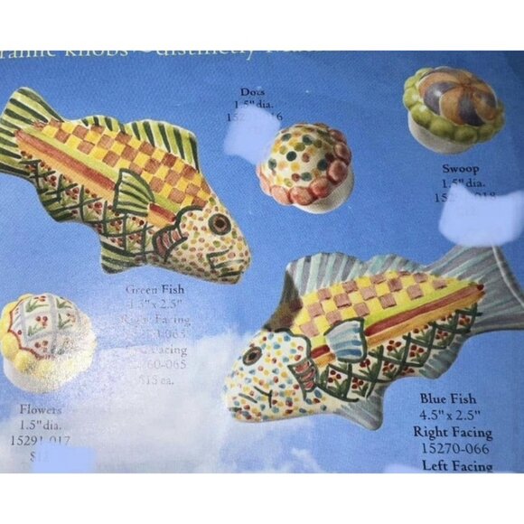 Mackenzie Childs Majolica 1.5 ” Swoop Multicolor Set Of 2 Knobs Pulls +Hardware - Picture 6 of 6